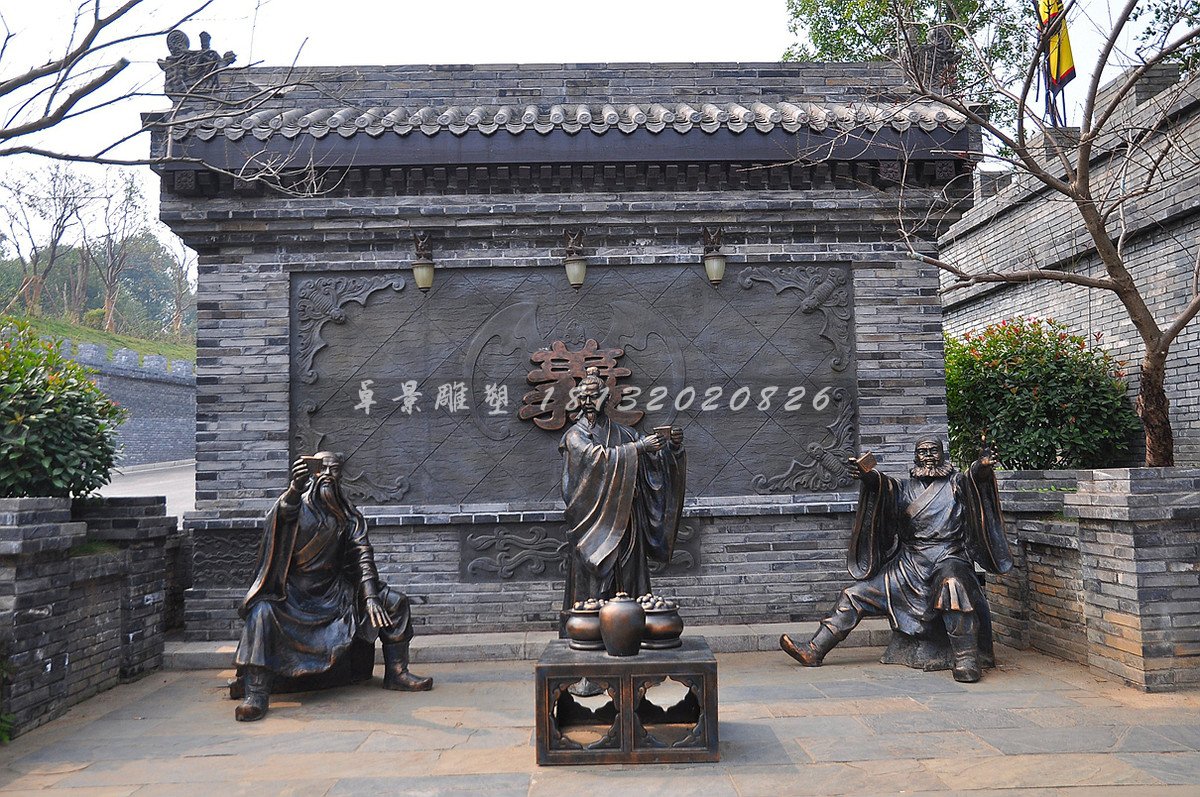 玻璃鋼桃園三結(jié)義雕塑，劉備關羽張飛雕塑 (1)