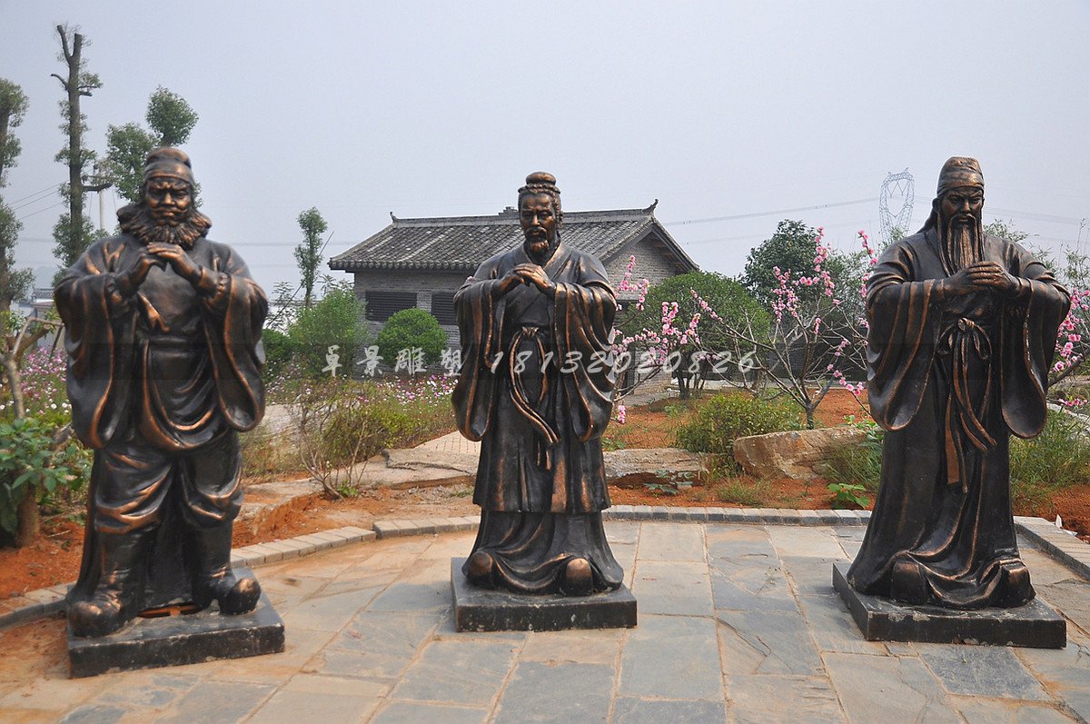 玻璃鋼桃園三結(jié)義雕塑，劉備關羽張飛雕塑