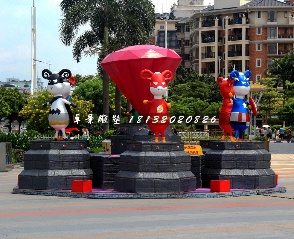 小區(qū)卡通雕塑，小區(qū)玻璃鋼人物雕塑 (1)