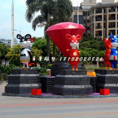 小區(qū)卡通雕塑，小區(qū)玻璃鋼人物雕塑