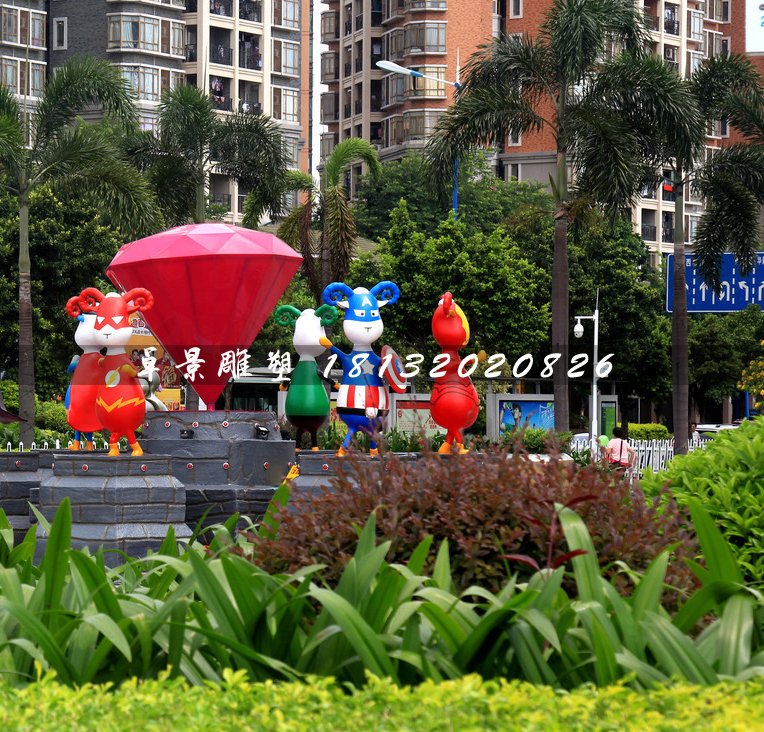 小區(qū)卡通雕塑，小區(qū)玻璃鋼人物雕塑