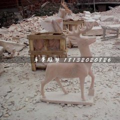 石頭小鹿雕塑，梅花鹿雕塑