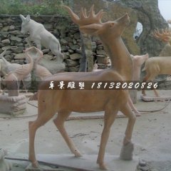 石頭鹿，石雕鹿雕塑，1.2米高石雕鹿
