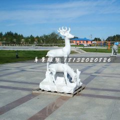 公園小鹿雕塑，廣場(chǎng)石頭鹿