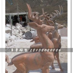石頭小鹿雕塑，小鹿石雕
