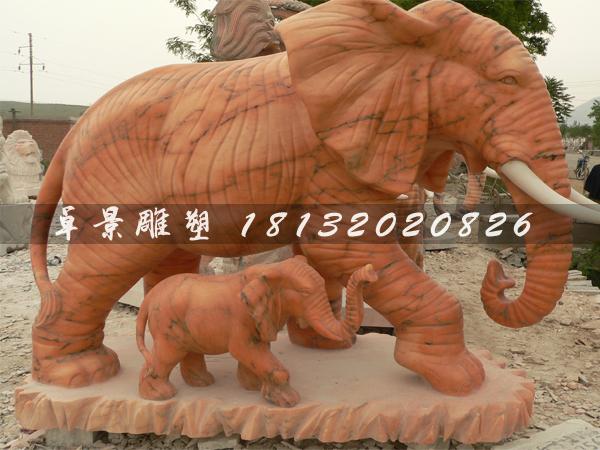 石頭大象，石雕大象，石雕母子象