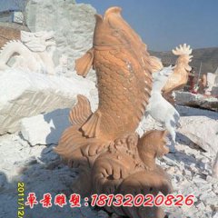 彩色石雕魚，石頭魚雕塑