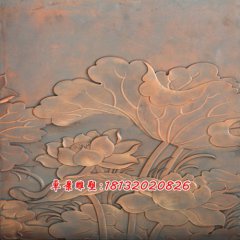 鍛銅荷花浮雕，鍛銅荷葉雕塑