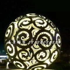 不銹鋼鏤空球雕塑，大型廣場不銹鋼鏤空透光球