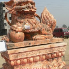 石頭看門獅子，石雕獅子