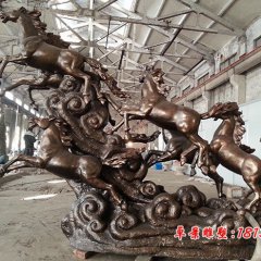 八馬銅雕，八馬奔跑銅雕