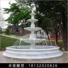 噴泉石雕，漢白玉噴泉，三層石噴泉