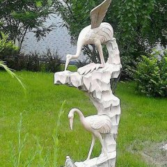 石材仙鶴雕塑，石雕鶴
