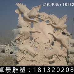 仙鶴石雕，晚霞紅仙鶴雕塑