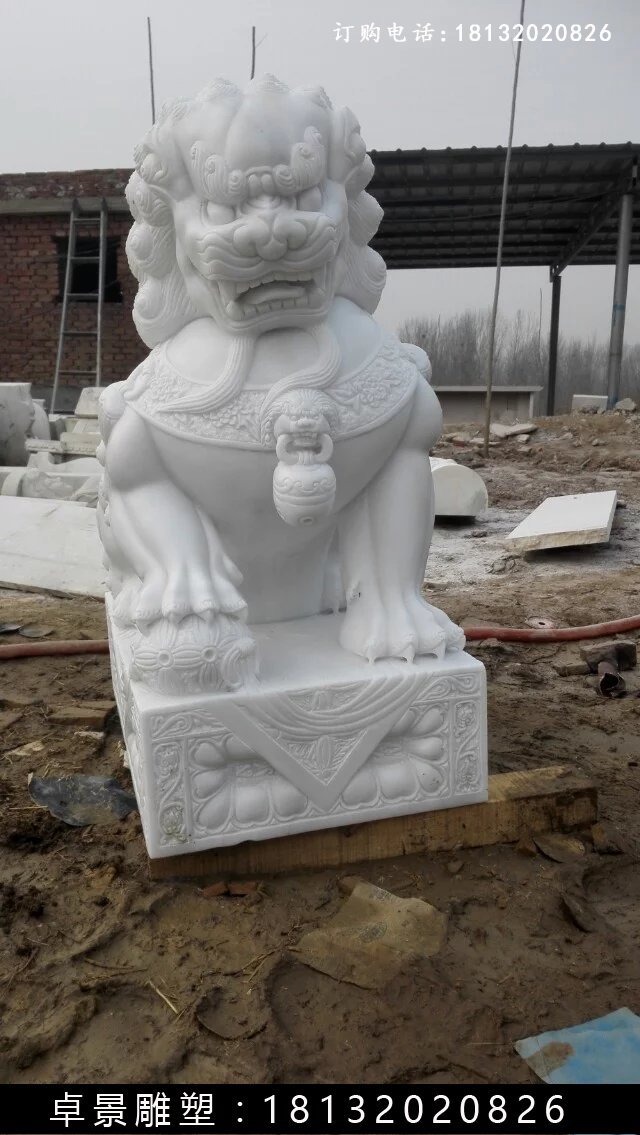 漢白玉獅子雕塑，北京獅漢白玉雕塑 (1)