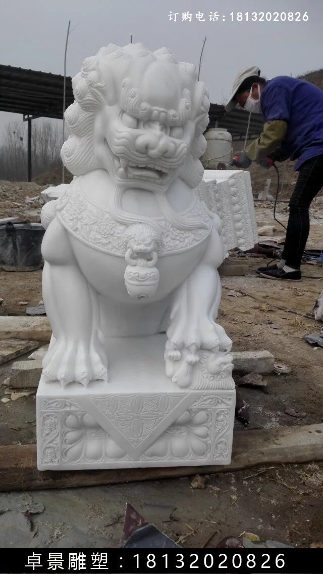 漢白玉獅子雕塑，北京獅漢白玉雕塑 (2)