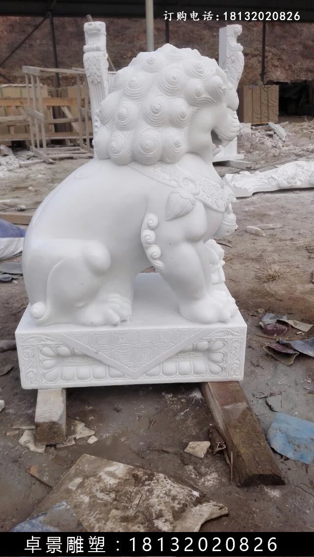 漢白玉獅子雕塑，北京獅漢白玉雕塑 (3)