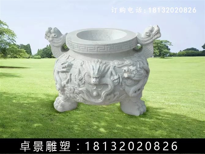 石圓鼎，石香爐雕塑 (6)