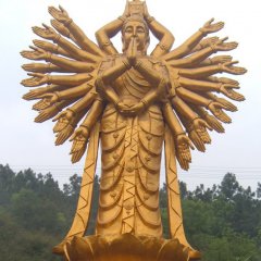 千手觀音銅雕，貼金千手觀音雕塑