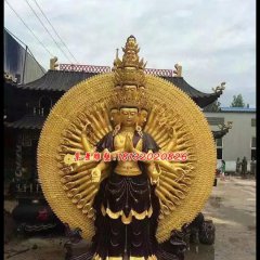千手觀音銅雕，彩繪千手觀音銅雕