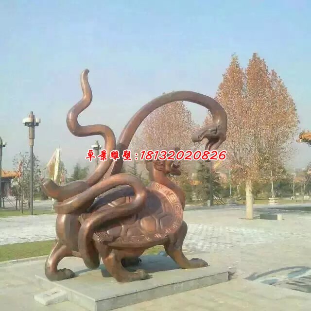 龍龜銅雕，蛇與龍龜公園擺放