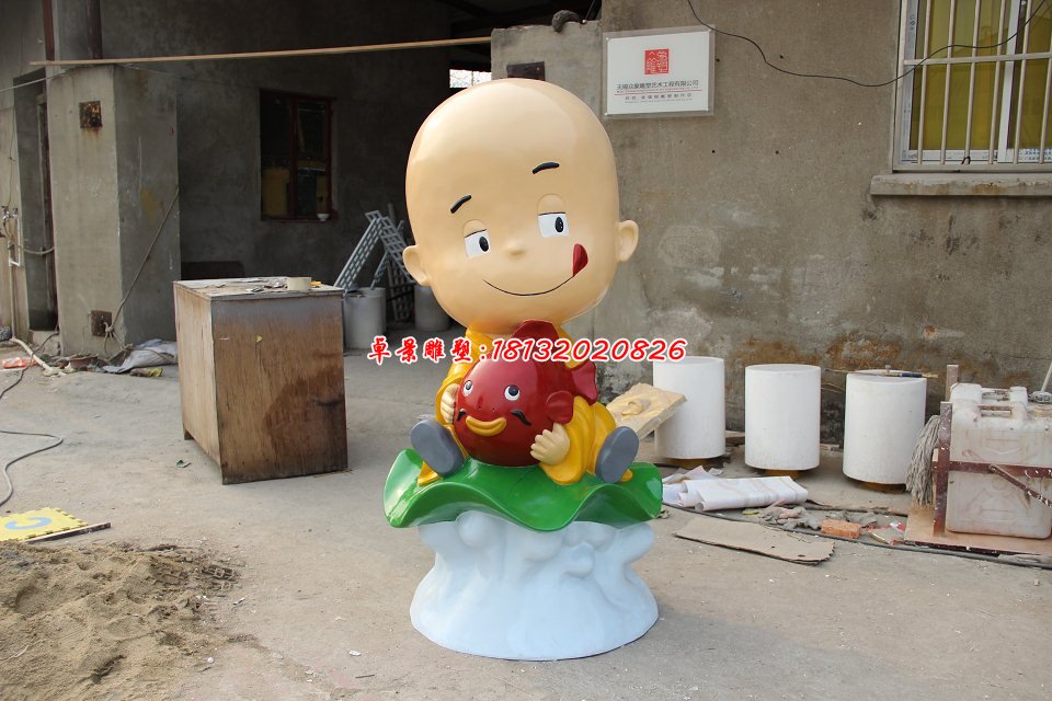 玻璃鋼小和尚雕塑,玻璃鋼人物雕塑