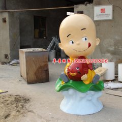玻璃鋼小和尚雕塑，玻璃鋼人物雕塑
