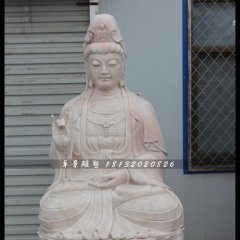 觀音送子石雕，漢白玉觀音送子石雕