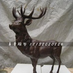 梅花鹿銅雕，紫銅梅花鹿雕塑