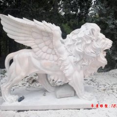 飛獅石雕，晚霞紅飛獅雕塑