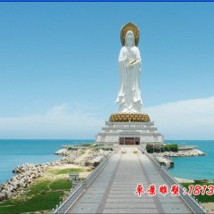 觀音菩薩石雕，漢白玉立式觀音菩薩石雕