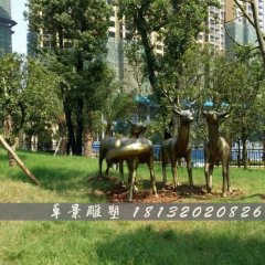 梅花鹿銅雕，公園動物銅雕