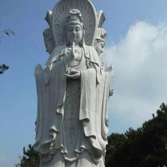 觀音菩薩石雕，三面觀音菩薩石雕