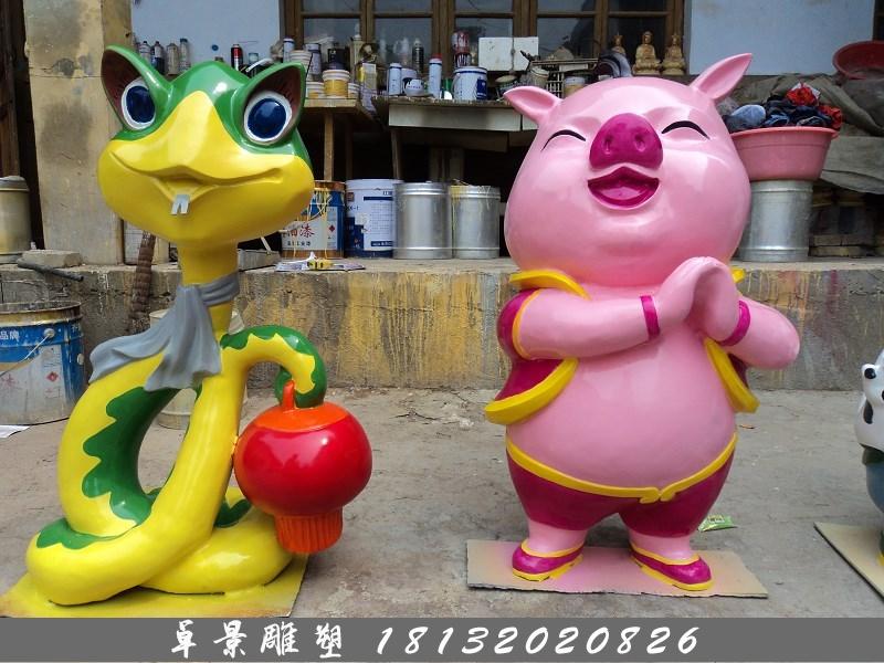 玻璃鋼十二生肖雕塑，玻璃鋼卡通十二生肖雕塑 (2)