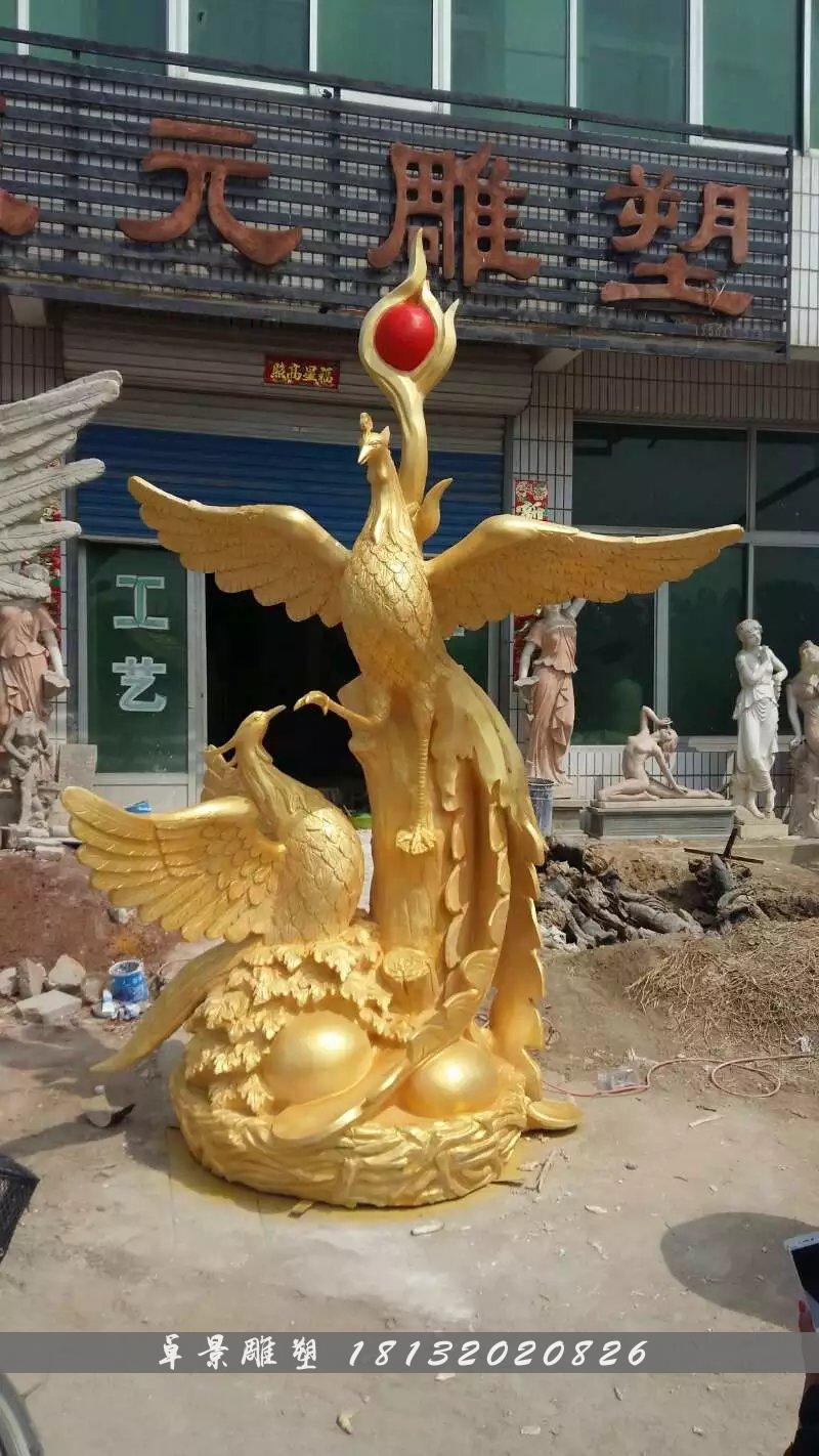 玻璃鋼鳳凰雕塑，玻璃鋼動物雕塑