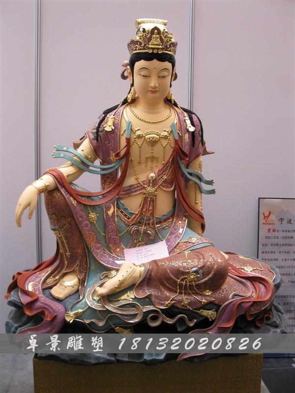 玻璃鋼觀音雕塑，坐式觀音菩薩玻璃鋼雕塑