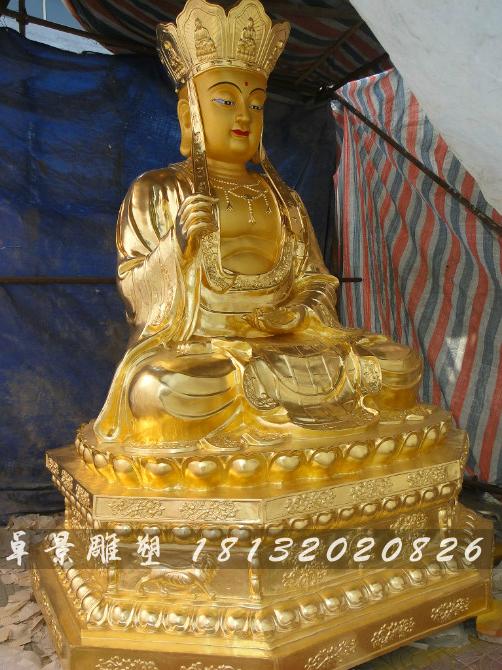 地藏王菩薩雕塑,貼金銅地藏王菩薩雕塑