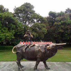 牧童騎牛銅雕，公園小品銅雕