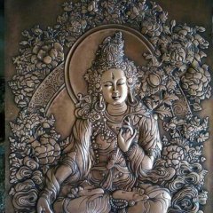 菩薩銅浮雕，鑄銅菩薩雕塑