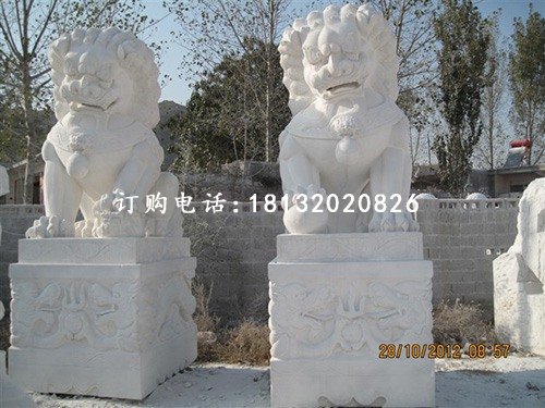 漢白玉石獅子雕塑,石頭獅子雕塑