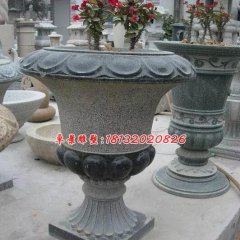 石雕花盆，青石花盆雕塑