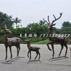 小鹿銅雕，公園動物銅雕