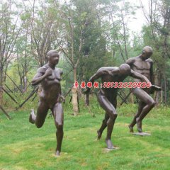 跑步銅雕，公園運動銅雕