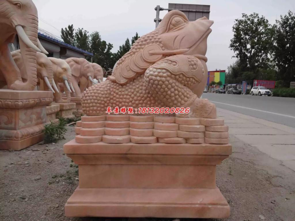 金蟾石雕，晚霞紅金蟾雕塑 (2)