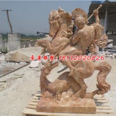 西方戰(zhàn)士石雕，晚霞紅西方人物石雕