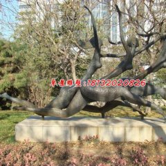 奔跑銅雕，公園抽象人物銅雕