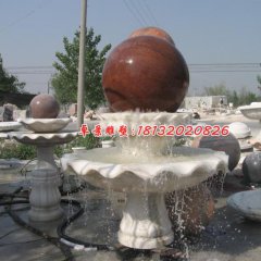 風(fēng)水球石雕，晚霞紅風(fēng)水球噴泉石雕