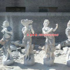 吹拉彈唱石雕，漢白玉西方人物石雕