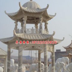 雙層涼亭石雕，大理石涼亭雕塑