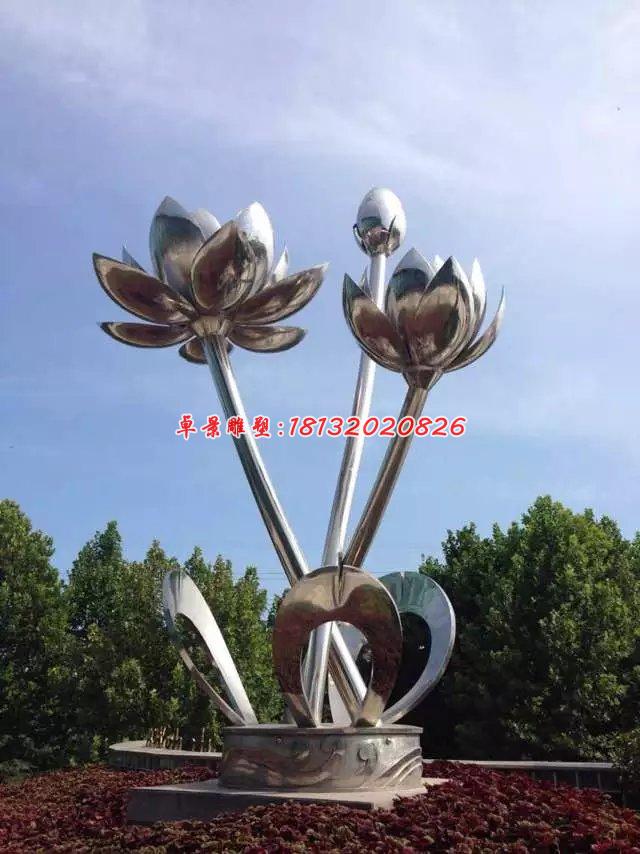 不銹鋼荷花雕塑,公園不銹鋼雕塑
